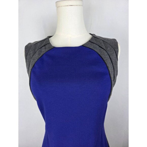 Diane Von Furstenberg Hallie Colorblock Knit Sheath Dress Sz 4 Blue Gray Office - Picture 6 of 12